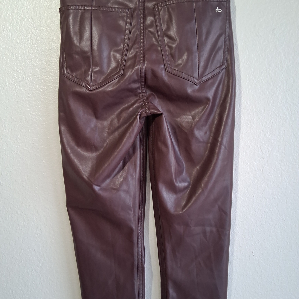 Rag & Bone Deep Burgundy Nina  Faux Leather Skinny Pants Sz. XS  Festival Boho - Picture 5 of 15